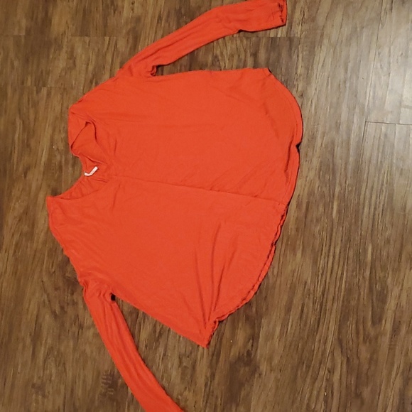 Free People orange long sleeve v neck flowy oversized tunic Sz m - Picture 2 of 11